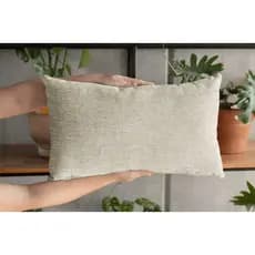 Almofada Cheia Baguete Retangular Linho com Ziper Invisível 50x28cm Luxo