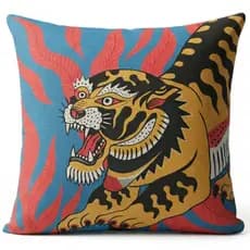 Capa Estampada Aveludada Tigre Decorativa Decoração Sala Quarto Decorativa 43x43cm Capa de Almofada Capa almofada