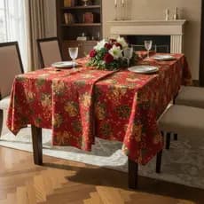 Toalha De Mesa Natalina 2,10x1,40cm 6lugares Estampada Festa