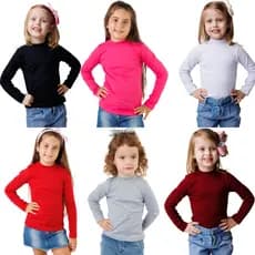 Kit 6 Blusas Gola Alta Manga Longa INFANTIL MENINA 1 AO 14