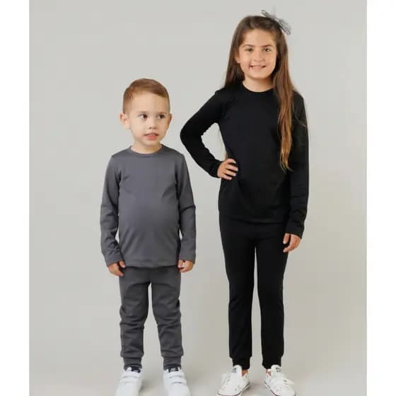 Kit 2 Conjuntos Térmicos Blusa Comprida e Calça Peluciadas Infantil e Unissex 1 ao 14
