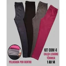 Kit 4 Legging Térmica Peluciada Infantil Para Menina 1 ao 14 Anos
