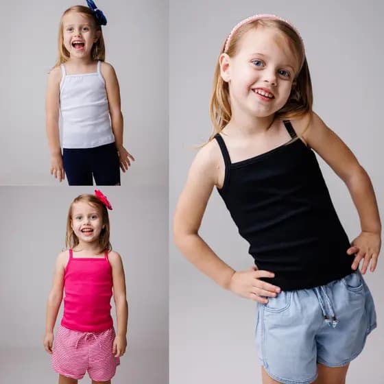 Kit 3 Blusas Infantil Alcinha Menina 4 ao 14 Anos Várias Cores Verão