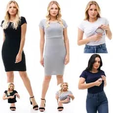 Kit com 2 Vestidos e 2 Blusas para Amamentar
