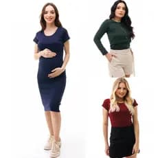 Kit Com 2 Blusa Amamentação E 1 Vestido Amamentação