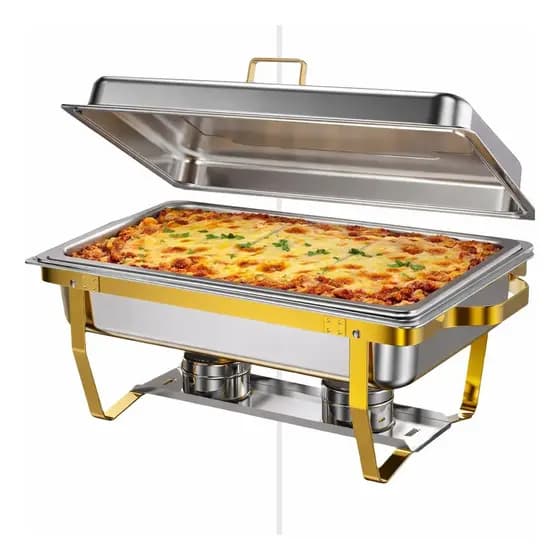 Rechaud Inox Retangular Banho Maria Cuba 11L Buffet Festa Aço Inoxidável Self Service GN 1/1
