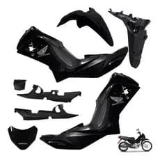Kit Carenagem Paralama Rabeta Completa Pop 110 2016 A 2023 Preto