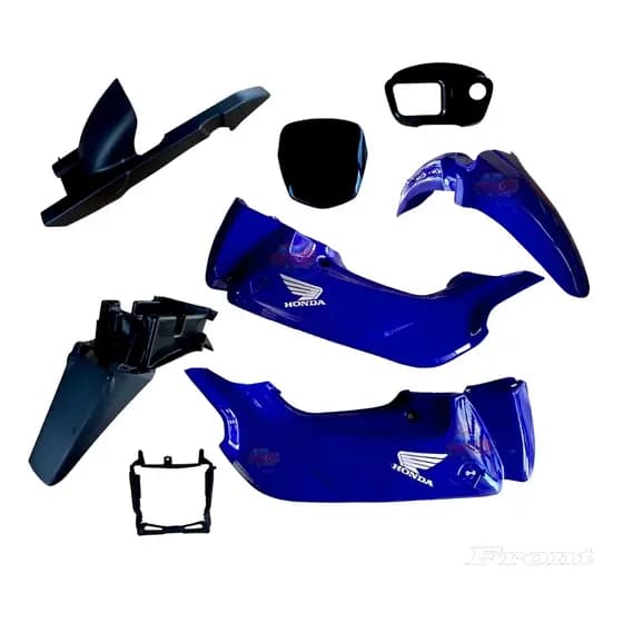 Kit Carenagem Aba Tampa Paralama Pop 100 Azul Adesivado 2007 À 2012