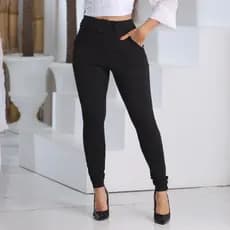 Calça Feminina Crepe Calca Com Cinto Forrado Skinny Cintura Alta Social Bolso