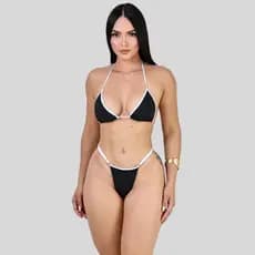 Biquíni Feminino Fio Dental Fita Bronze Cortininha Regulagem Bikini Bronzeamento Moda Praia