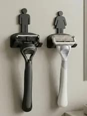 Kit 2 Suporte Barbeador Parede Sem Furo 3M Adesivo Gillette Banheiro Organizador