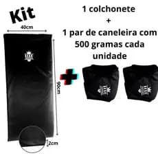 kit colchonete + tornozeleira/caneleira peso com 500gramas em cada unidade - enviado em par -  na cor preto