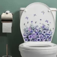 MS3100-YL Planta Flor Roxa Flor Adesivo de Banheiro Decoração de Banheiro Adesivo de Parede À Prova D 'Água