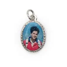 Medalha de Alumínio Oval Grande Prata São Carlo Acutis - 2x1,3cm