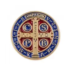 Broche Medalhão São Bento Azul 2.5x2.5cm