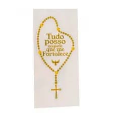 Adesivo de carro terço dourado Tudo posso naquele que me fortalece 11x5cm