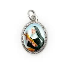 Medalha de Alumínio Oval Prata Santa Rita de Cássia - 2X1,3cm