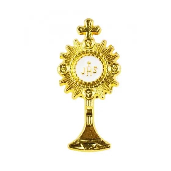 Broche Ostensório JHS dourado 3cm
