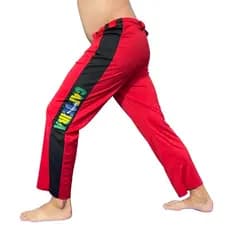 Calça Capoeira Vermelha Bordada Capoeira Bandeira