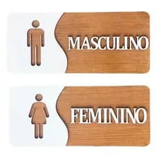 Kit Placas Banheiro WC Toilet sinalização Sanitario Masculino Feminino Unisex Plaquinha Porta MDF.