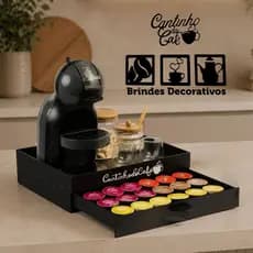 Bandeja Porta 24 Capsulas Dolce Gusto Gaveta Embutida Decorativo Organizador Servir Chá Cafeteira