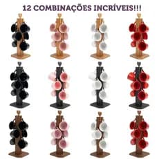 Kit Suporte Xícaras + 6 Xícaras Decoração Conjunto Cantinho Do Café Até 12 Combinações Disponíveis