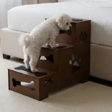 Escada Pet 3 Degraus Em MDF Facilitador Para Cachorro E Gato Acesso Cama Sofá Conforto E Segurança