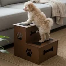 Escada Pet 2 Degraus MDF Para Cachorro Acesso Sofá Cama Cães Gatos Estrutura Antiderrapante Conforto