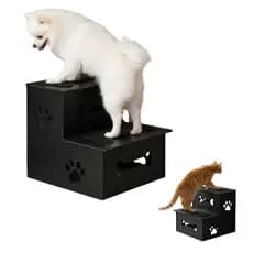 Escada Pet 2 Degraus MDF Resistente Para Cachorro Gato Facilidade Subir na Cama Sofá Antiderrapante