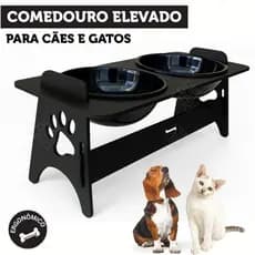 Bebedouro Comedouro PET Para Gato Cachorro Duplo Elevado Tigela Removível Super Resistente E Durável