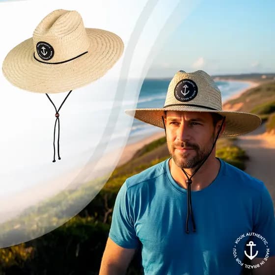 Chapéu de Palha Surf Praia Saída Premium Masculino Feminino Piscina Verão Pierside Bambu Importado