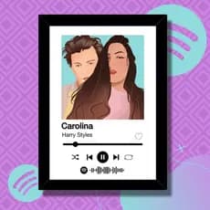 Quadro Spotify code Interativo com arte digital personalizada casal