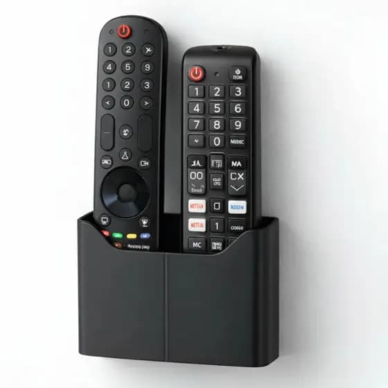 Suporte De Parede Porta 2 Controles Remoto Ar E Tv Home Preto e Branco