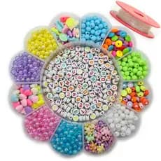 Kit Miçangas Infantil Coloridas P/ Montar Pulseiras- 1410 Pç