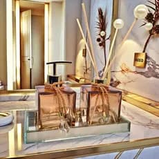 Kit Lavabo Vidro Banheiro Completo Casa Decoração Escritório Presente Ambar Branco Preto Luxo Aroma