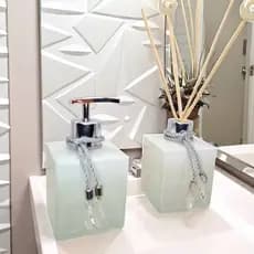 it Lavabo Essencial Vidro Preto Para Casa  Saboneteira, Difusor Álcool Gel Envio Rápido Luxo Chique
