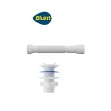 Kit Sifão Blukit sanfonado 70cm universal e válvula lavatório pia banheiro PVC