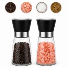 2 Moedores de Pimenta e Sal 170ml em Vidro Moer Pimenta do Reino Manual  Temperos e Especiarias