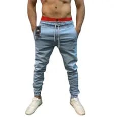 Calça Masculina jogger Jeans Sarja Branca Preta e clara rasgada e lisas Premium Com Punho Lançamento