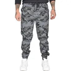 calça jogger militar cinza escuro com preto