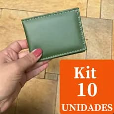 Carteira Masculina Mini Slim Kit 10 Unidades Porta Cartão Pequena E Compacta Em Couro Sintetico