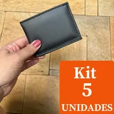 Kit De Carteira Masculina Mini Slim 5 Unidades Porta Cartão Em Couro Sintético