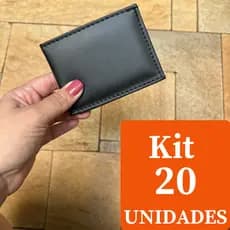 Kit De Carteira Masculina Mini Slim 20 Unidades Porta Cartão Pequena E Compacta Em Couro Sintetico