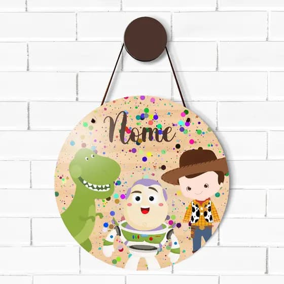 Enfeite Porta Maternidade Quarto Infantil Nome Tema Toy Story e Diversos