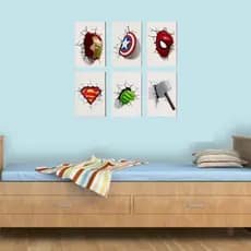 6 Placas Decoração Quarto Infantil Super Heróis Vingadores