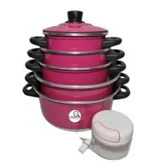 Jogo de Panelas Aluminio Rosa Pink 5 pçs + Mini Processador 170 ml