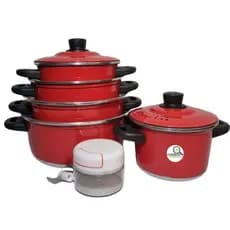 Jogo de Panelas 5 peças em Alumínio Vermelho + Mini Processador 170 ml