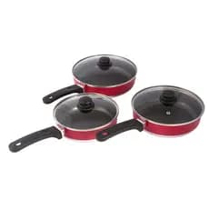 Conjunto Frigideira Antiaderente Com Tampa De Vidro Kit Jogo com 3 Peças Teflon 18/20/22cm .