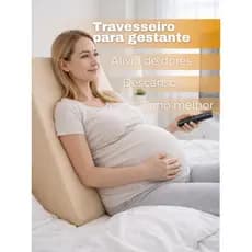 Travesseiro Encosto Triangular E Capa Para Gestante Solteiro Conforto Multiuso Gravidez