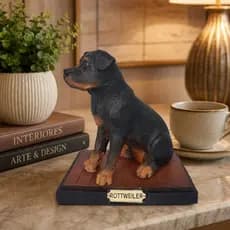 Escultura Estatua Cachorro Rottweiler Bravo Linda Peça Decoração Mesa Estante Escritório